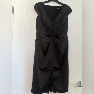 Tadashi Collection Evening Black Satin Ruched Dress - Size 8